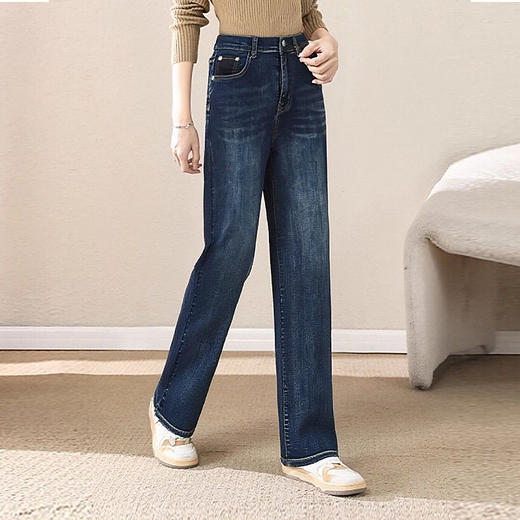 窄版直筒牛仔裤女大码胖mm2026春装新款中年妈妈高腰显瘦裤子外穿 商品图4