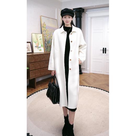 （康赛妮全羊绒）火桐hooton 海德之秋 100山羊绒暗门襟双面呢大衣外套ZB8288/ZB7507 商品图3