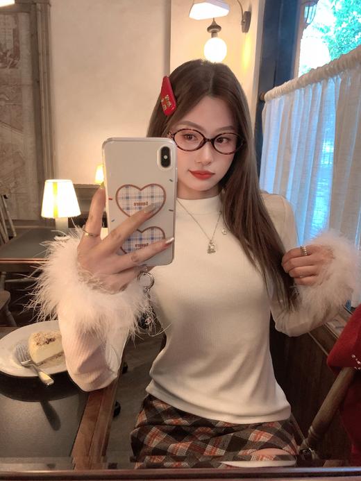 <曾小咸推荐>现货秒杀 ！微信超特价！韩系拼接毛毛袖打底衫 日常129.99 立减60 秒杀69.99！！深浅咖格半裙  秒杀59.99！！！ 商品图11