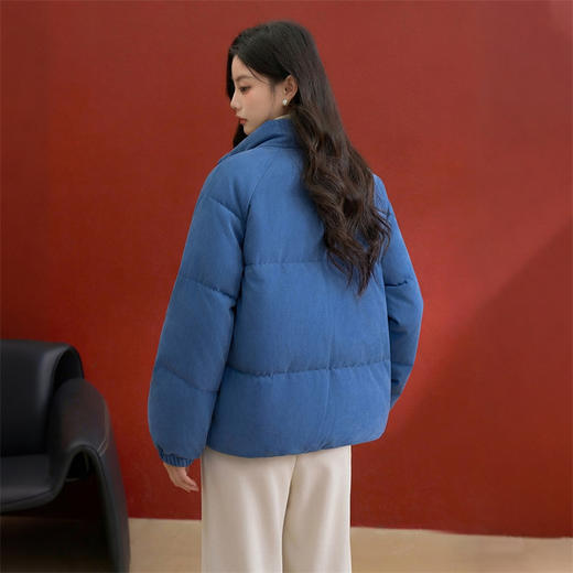 西遇蓝色立领短款棉服女冬季新款灯芯绒小个子保暖面包服V0055470/SS051720 商品图4