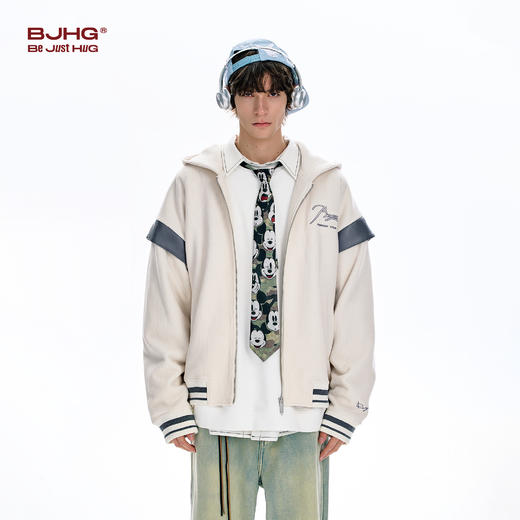 BJHG不计后果假两件卫衣男款春季潮牌美式撞色情侣连帽外套上衣女 商品图3