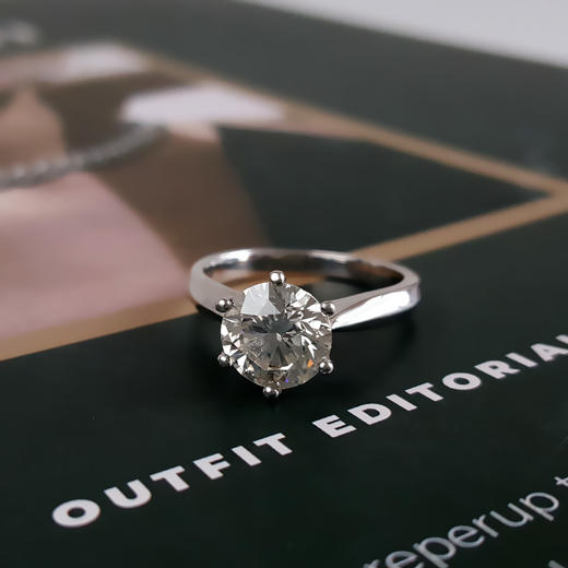 【天然正品】PT950铂金经典简约六爪款2.01克拉钻石戒指13号（皆取最大值） 141225JJ07 商品图6