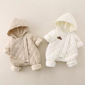 婴儿秋冬夹棉加厚连体衣男女宝宝保暖衣服外出哈衣爬服棉服棉衣