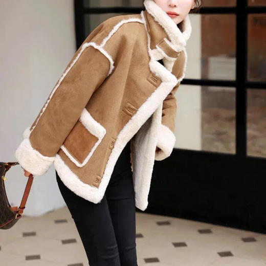 下单3-5天发货！MAX.GLOREA美拉德皮毛一体大衣 仿貂毛皮毛一体 夹克大翻领版型  毛质密实手感顺滑 不挑身材 显瘦洋气 商品图1