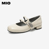 MIO米奥玛丽珍鞋2026春季新款圆头粗跟闪钻饰扣魔术贴女单鞋M261413634 商品缩略图1