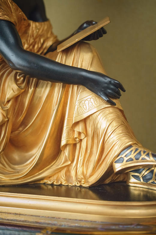 独角鹿西洋古董19世纪末欧洲出品古典人物主题铜鎏金装饰青铜雕塑《雅典娜》 商品图5