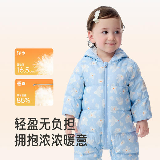 英氏婴儿羽绒连体衣秋冬加厚保暖新生儿外出服宝宝连帽羽绒服冬季超韧绒 商品图2