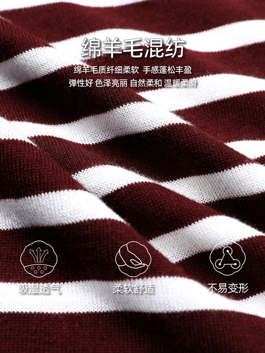 【软糯-条纹T恤】逸阳秋新品宽松套头黑白条纹时尚撞色内搭打底衫5290 商品图1