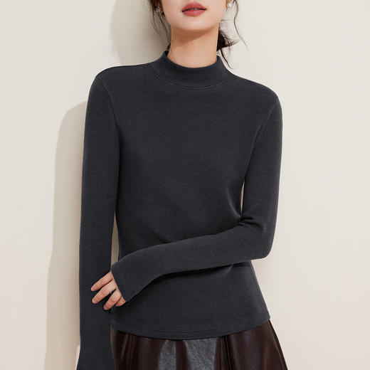 「自j」全新升级【铂金会员146/天猫189/差价43】(10113)洛诗琳巨厚中领发热绒打底衫2025冬季羊毛蚕丝修身加绒上衣 商品图2