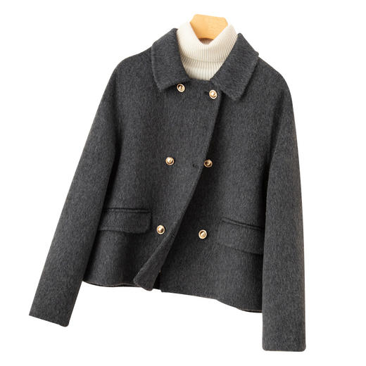 「自」全新升级【铂金会员413/天猫559/差价146】(20214)洛诗琳小香风翻领双面羊毛外套2025秋冬小个子羊毛呢短外套 商品图4