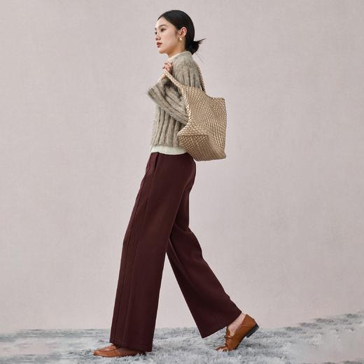 多色可选！【特妮娜 直筒姐妹裤】蚕丝+羊毛混纺 -5℃至15℃皆适穿 抗风不钻冷 蓬松手感 简约腰头松紧绳 直筒裤型 垂坠藏肉 六片拼接 立体裁剪 商品图4