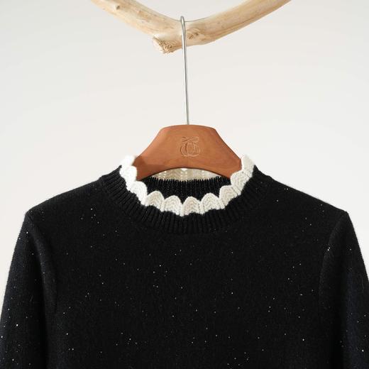 西子/【星坠】100美利奴羊毛亮片纱手钩假两件针织衫/MSYF0434 商品图1