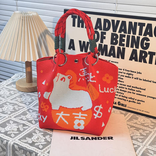 【马年新款 ins手提包】春秋水桶包结婚伴手礼 小众大容量针织手提包袋  商品图4