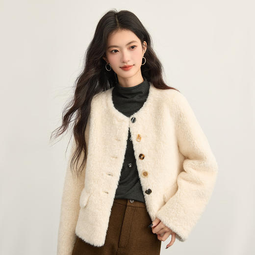 【12/17新品】熙世界重工钉钻花朵针织打底衫女2025秋冬新款内搭半高领磨绒上衣 商品图4