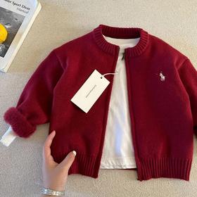 【洋气❗️加绒针织开衫】小布熊刺绣儿童加绒毛衣 2025冬男童潮牌针织开衫 宝宝小童加厚保暖外套