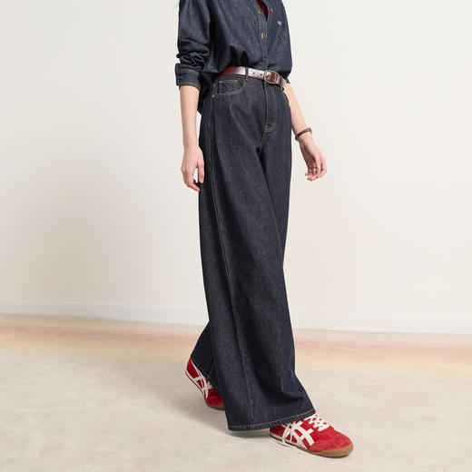 【100棉】三彩独醒2026春季新款显瘦收腰牛仔裤宽松阔腿裤长裤F 商品图2