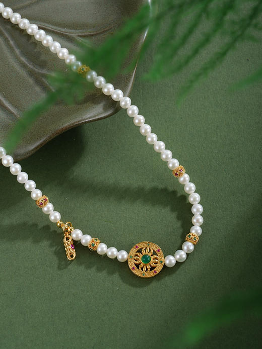 子佩集【福运无量】珍珠项链【XXXL008】4mm珠镀金葫芦金刚杵蝴蝶太阳花2512 商品图3