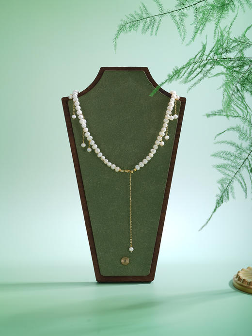 子佩集【珠玑流韵】银S925珍珠项链【SGN1500003】5mm珠镀金流苏2512 商品图4