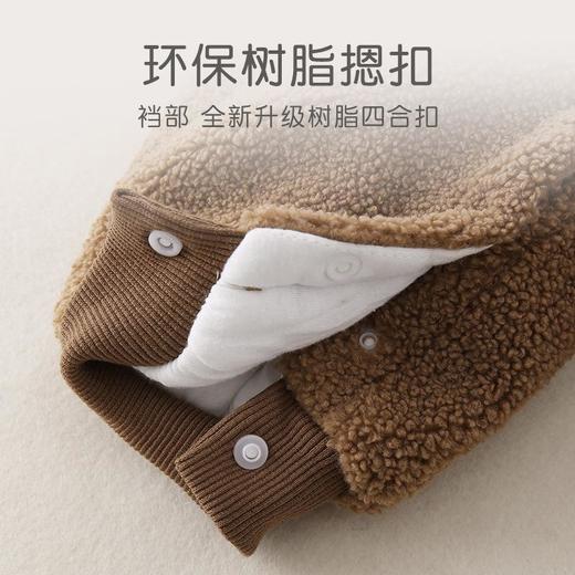 婴儿秋冬爬服男宝宝加厚羊羔毛衣服婴童薄棉外出服连帽开裆连体衣 商品图2