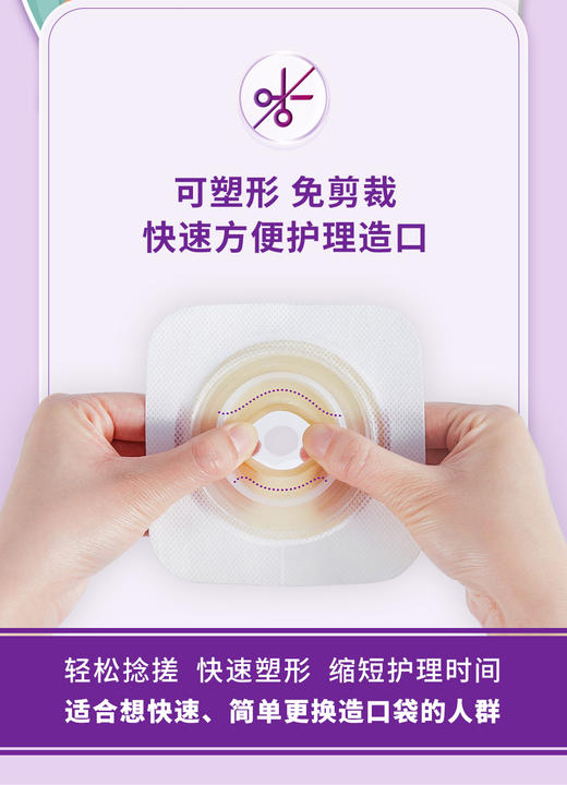 康维德舒洁两件式可塑平面造口袋底盘 免裁剪411800/411802/411804/411806 商品图2