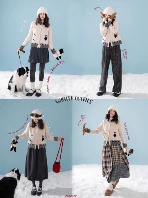 浮生八记/25D210/美丽奴羊毛复古边牧小羊手工毛衣外套 商品图2