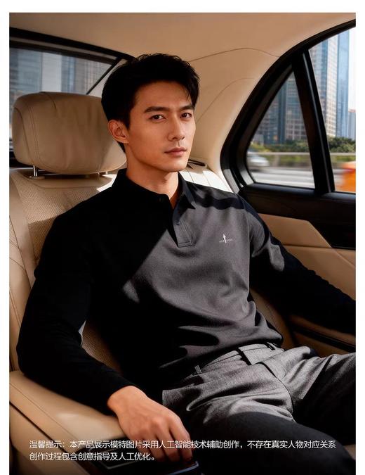 点此购买 比音勒芬秋冬季男士时尚休闲弹力加绒保暖翻领POLO衫 ss 338075 商品图10