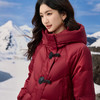 【12/17新品】熙世界圣诞红色羽绒服女中长款防风御寒连帽白鸭绒厚外套2025冬装 商品缩略图4