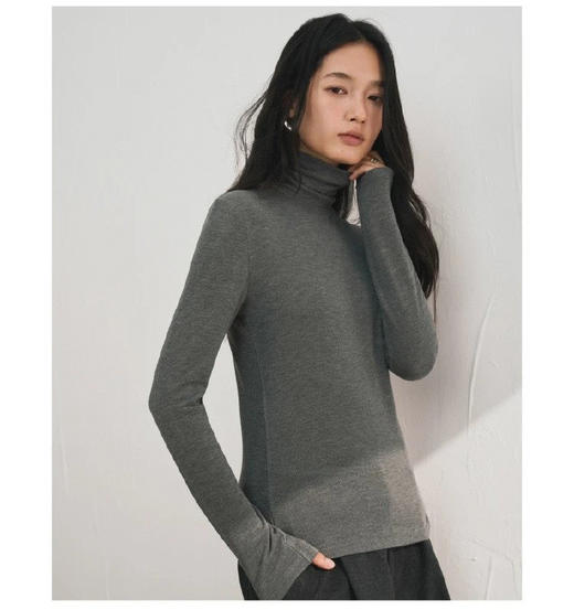 直发 保暖高领 莫代尔腈纶山羊绒暖绒衣 合身版型打底衫 商品图3