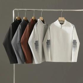 户外薄绒印花半拉链中间层卫衣