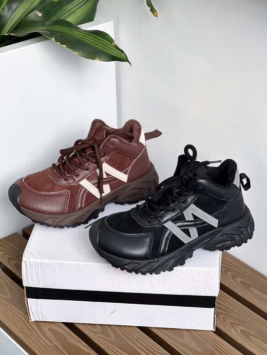 【英国Nudilor厚底复古老爹鞋SS522】✅鞋身反绒皮的拼接设计，复古新潮一手抓 ✅短毛绒内里，锁住热量不冻脚，久走也不累脚-PWJCY 商品图1