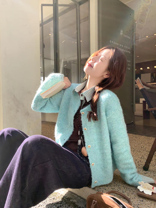 <曾小咸推荐>现货秒杀 ！微信超特价！韩系撞色条纹翻领长袖 日常149.99 立减70 秒杀79.99！！蓝绿色;毛衣 秒杀109.99！！ 商品图6