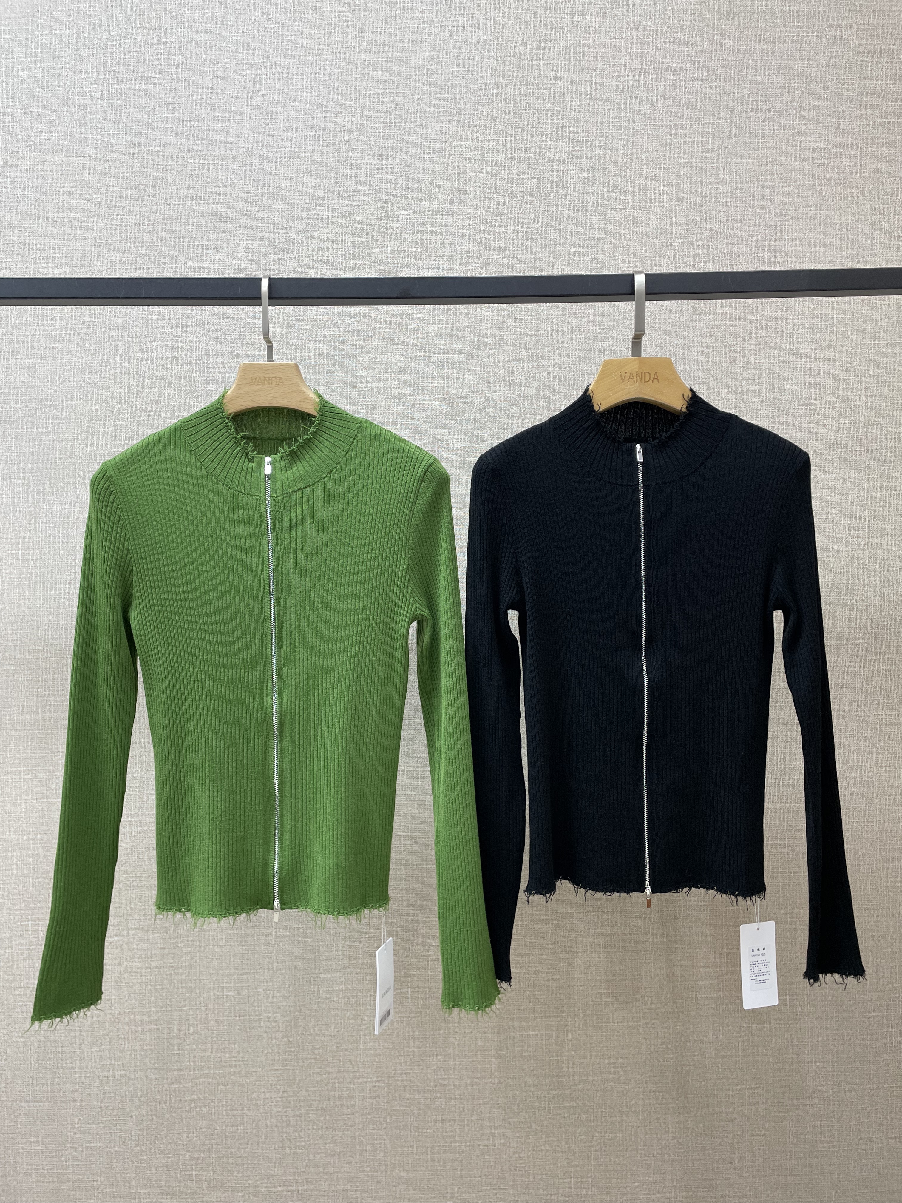 拉链毛边拉链开衫