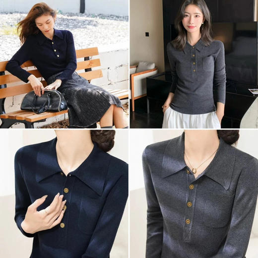 直发【M9088】超经典杨树林同款 翻领羊毛POLO衫 合身优雅 商品图0