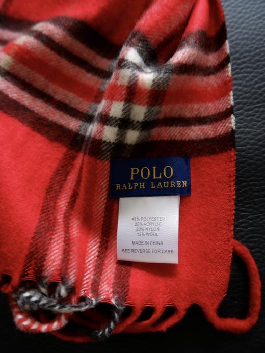 云仓【纯原RL 】 张婧仪同款围巾.中国红含羊毛的格子围巾 商品图5