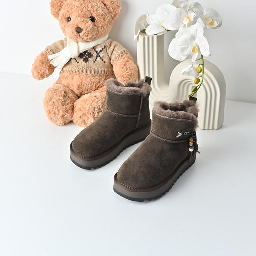 经典鲨2025年冬季专柜新品牛皮革加绒加厚保暖通勤雪地靴女KW133-558021 商品图2