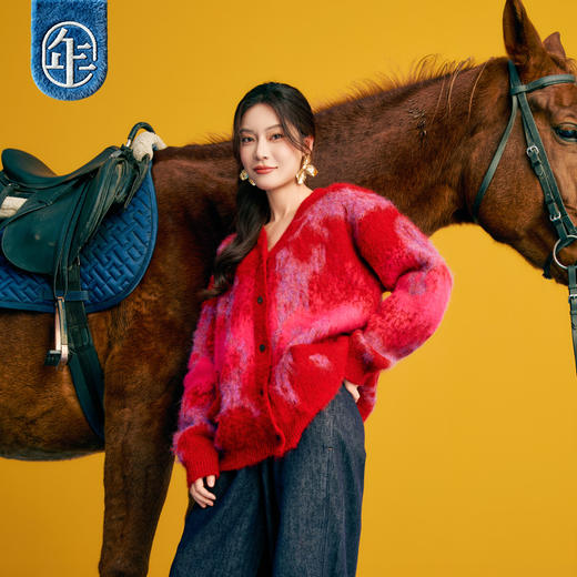 徐悲鸿联名年衣童装针织开衫冬装新中式羊毛毛衣毛衫大展鸿图针织开衫 商品图2