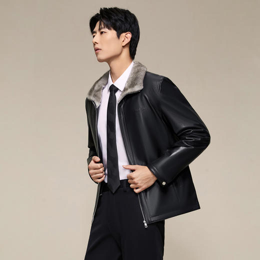 【高端系列/轻薄山羊皮/85鹅绒】柒牌皮衣25冬季新款翻领防风外套 商品图1