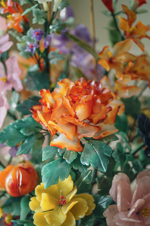 【已售】独角鹿西洋古董20世纪中国出品传统东方花卉纹景泰蓝盆装饰「春色满园」珍宝像生盆景 商品图7