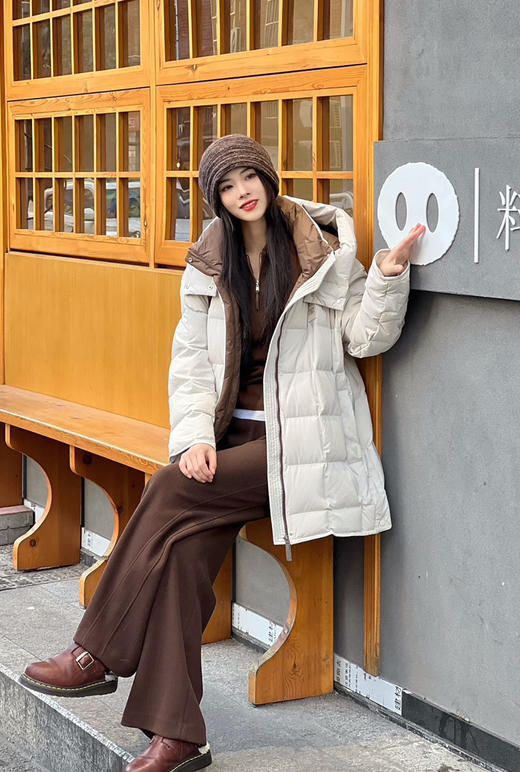 1218-13  纯圆正 GLS 一手长空气胶囊 内外撞色 大连帽 鹅绒 羽绒服 我穿55如图 商品图1