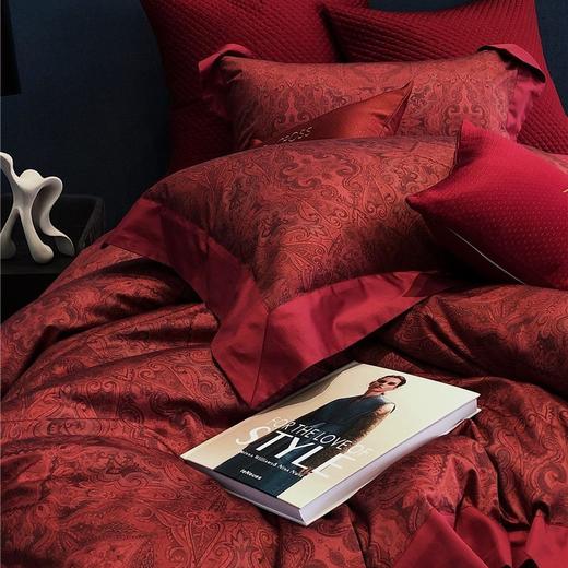 MARK CROSS 简欧式100支长绒棉纯棉床上四件套红色结婚房全棉备婚 商品图1