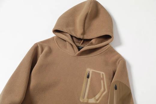 D121822秋冬双面绒防风保暖加厚加绒男士连帽套头休闲宽松卫衣。 商品图12