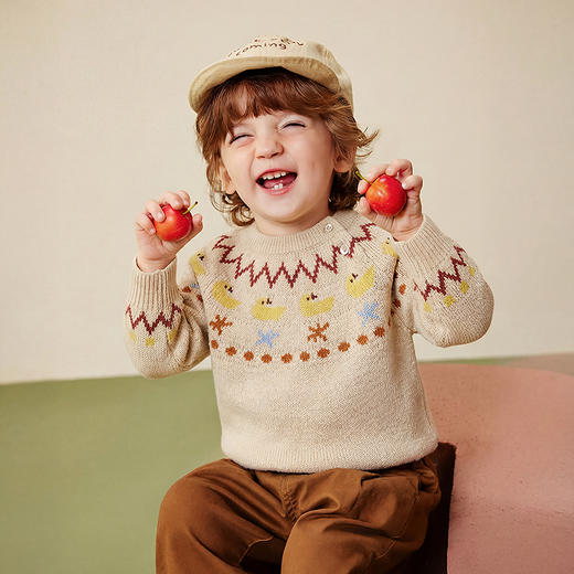 [亲子艺术家联名]迷你巴拉男女童成人毛衣2025冬萌趣节日氛围毛衫 商品图4