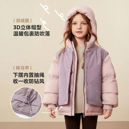 [真心绒]迷你巴拉男女童三防羽绒服儿童三合一连帽外套2025冬新款 商品图4