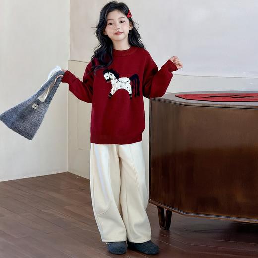 二店y 【喜慕5307】 新年战袍， 一抹开运红， 儿童小马红毛衣 商品图6