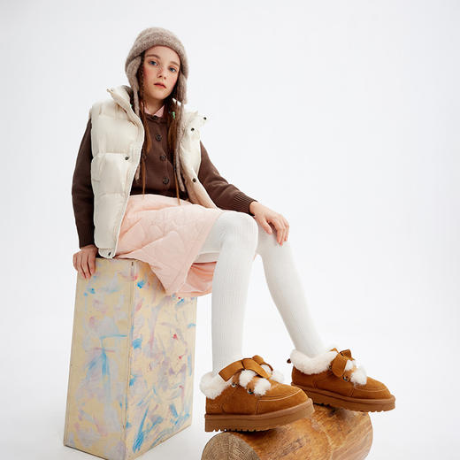 英氏中大童冬季缤纷保暖加绒加厚厚底防滑低帮雪地靴YHZL2542701 商品图1