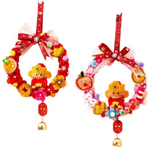 【DIY扭扭棒花环摆件 挂在哪里都是福气】2026马年财神花环挂件 春节氛围布置 过年新款装饰场景道具  氛围感拉满 商品图4