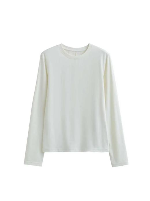 D121823云感"桑蚕丝山羊绒圆领百搭长袖云朵T恤 商品图1