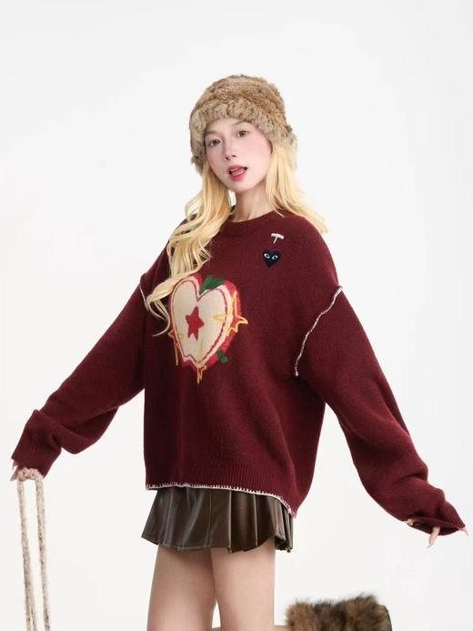 D121825童趣感基础圆领设计套头针织毛衣女 商品图0