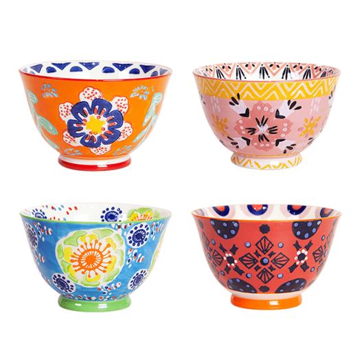 繁花釉下手绘高脚饭碗套装 商品图5