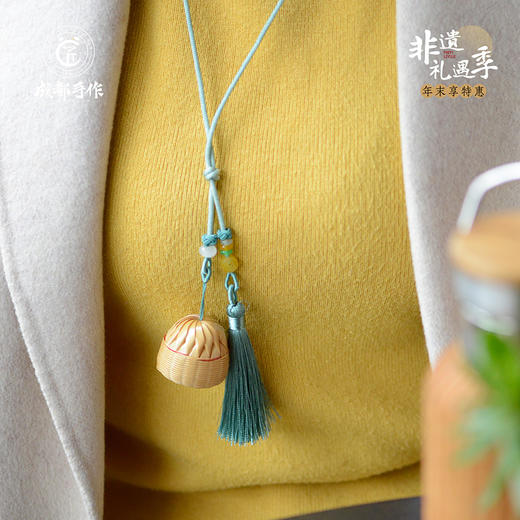 #非遗礼遇季#【道明竹编·毛衣链挂饰】成都手作非遗竹编挂饰 民族风项链长款吊坠 男女百搭潮秋冬【非物质文化遗产】【手工编制】清仓活动售完即止 商品图5